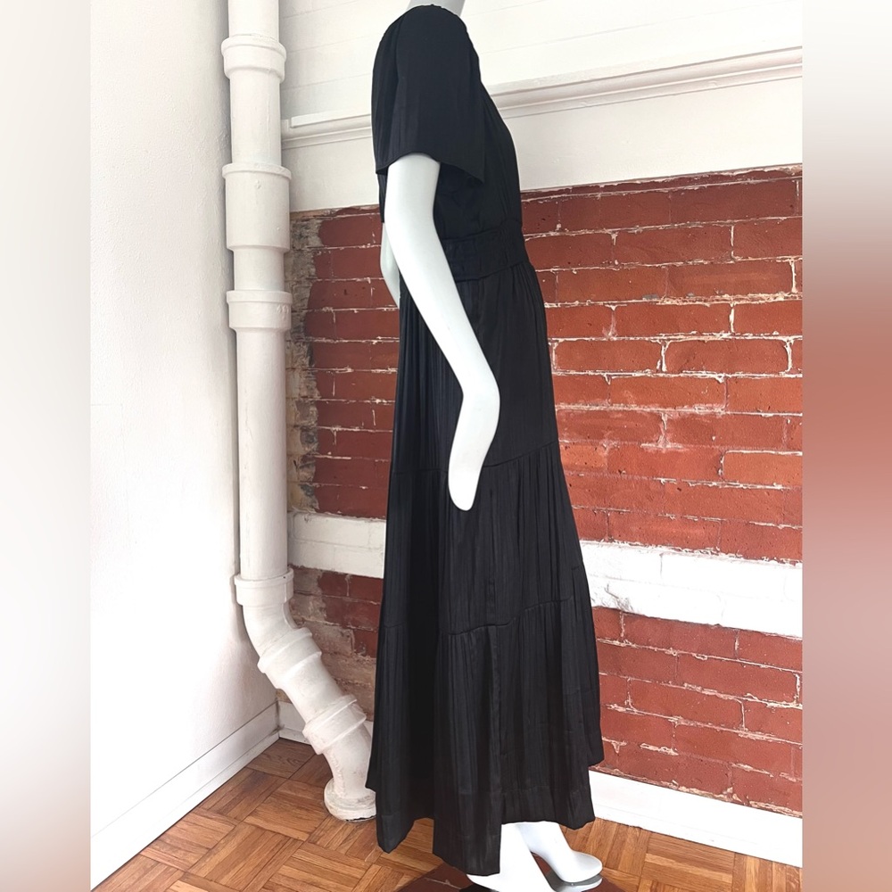 Anthropologie Black Maxi Tiered V‑Neck Dress - Picture 6 of 16